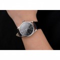 Rolex Cellini Black Dial Steel Case Black Leather Strap