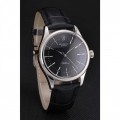 Rolex Cellini Black Dial Steel Case Black Leather Strap
