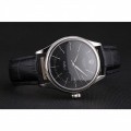 Rolex Cellini Black Dial Steel Case Black Leather Strap