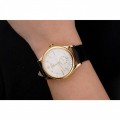 Rolex Cellini White Dial Gold Case Black Leather Strap