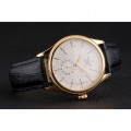 Rolex Cellini White Dial Gold Case Black Leather Strap