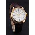Rolex Cellini White Dial Gold Case Brown Leather Strap 622833