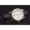 Rolex Cellini White Dial Gold Case Brown Leather Strap 622833