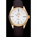 Rolex Cellini White Dial Gold Case Brown Leather Strap 622833
