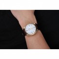 Rolex Cellini White Dial Gold Case Brown Leather Strap 622833