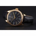 Rolex Cellini Black Dial Gold Case Black Leather Strap 622832