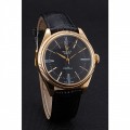 Rolex Cellini Black Dial Gold Case Black Leather Strap 622832