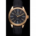 Rolex Cellini Black Dial Gold Case Black Leather Strap 622832