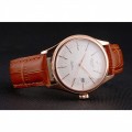 Rolex Cellini Date White Dial Rose Gold Case Brown Leather Strap