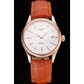 Rolex Cellini Date White Dial Rose Gold Case Brown Leather Strap