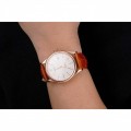Rolex Cellini Date White Dial Rose Gold Case Brown Leather Strap