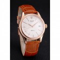 Rolex Cellini Date White Dial Rose Gold Case Brown Leather Strap