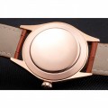 Rolex Cellini Date White Dial Rose Gold Case Brown Leather Strap