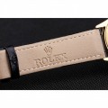 Rolex Cellini Black Dial Roman Numerals Gold Case Black Leather Strap