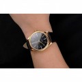 Rolex Cellini Black Dial Roman Numerals Gold Case Black Leather Strap