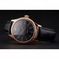 Rolex Cellini Black Dial Rose Gold Markings Rose Gold Case Black Leather Strap