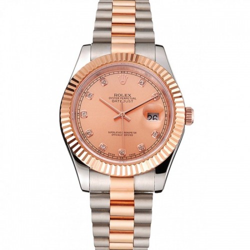 Rolex Datejust Rose Gold Dial And Bezel Stainless Steel Case Two Tone Bracelet Rolex Datejust Rose Gold Dial And Bezel Stainless Steel Case Two Tone Bracelet