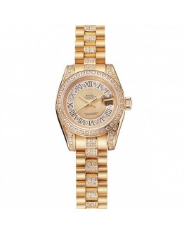 Rolex DayJust Diamond Pave Gold Dial Gold Diamond Bracelet 1453953