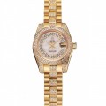 Rolex DayJust Diamond Pave White Dial Gold Diamond Bracelet 1453957