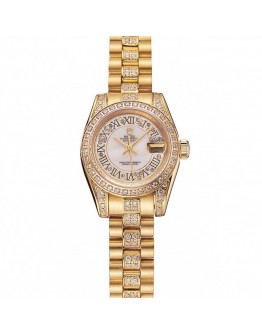 Rolex DayJust Diamond Pave White Dial Gold Diamond Bracelet 1453957