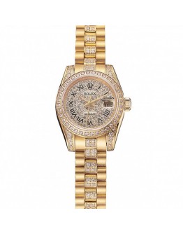 Rolex DayJust Diamond Pave Dial Gold Diamond Bracelet 1453955