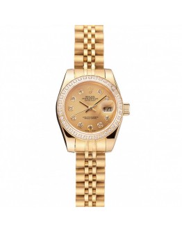 Rolex Lady-Datejust Champagne Dial Diamond Bezel Gold Jubilee Bracelet 1454096