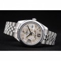 Rolex DateJust Stainless Steel Ribbed Bezel Flower Silver Dial 42001