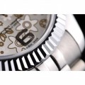 Rolex DateJust Stainless Steel Ribbed Bezel Flower Silver Dial 42001