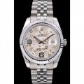 Rolex DateJust Stainless Steel Ribbed Bezel Flower Silver Dial 42001