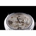 Rolex DateJust Stainless Steel Ribbed Bezel Flower Silver Dial 42001
