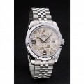 Rolex DateJust Stainless Steel Ribbed Bezel Flower Silver Dial 42001