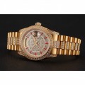 Rolex Day-Date Red Diamond Pave Dial Gold Diamond Bracelet 1453960