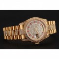 Rolex Day-Date Red Diamond Pave Dial Gold Diamond Bracelet 1453960