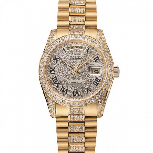 Rolex Day-Date Diamond Pave Dial Gold Diamond Bracelet 1453956