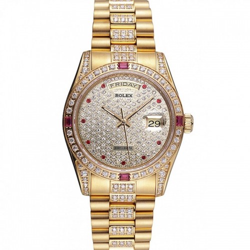 Rolex Day-Date Diamonds Yellow Gold-SRL184 621614