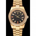 Rolex Day-Date Diamonds And Rubies Black Dial Yellow Gold Bracelet 1454101