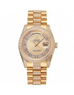 Rolex Day-Date Diamond Pave Gold Dial Gold Diamond Bracelet 1453954