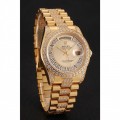 Rolex Day-Date Diamond Pave Gold Dial Gold Diamond Bracelet 1453954