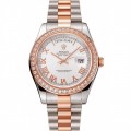 Rolex Day-Date Diamonds Bezel White Dial Rose Gold And Staineless Steel Bracelet 1454108