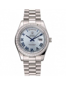 Rolex Day-Date Ice Blue Dial Diamond Case Stainless Steel Bracelet 1453962