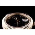 Rolex Day-Date Gold Stainless Steel Ribbed Bezel Black Dial 41998