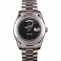 Rolex Day-Date Stainless Steel Bracelet Black Dial 80294