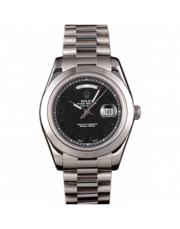 Rolex Day-Date Stainless Steel Bracelet Black Dial 80294