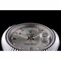 Rolex DayDate Stainless Steel Ribbed Bezel Silver Dial 41995