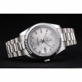 Rolex DayDate Stainless Steel Ribbed Bezel Silver Dial 41995