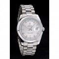 Rolex DayDate Stainless Steel Ribbed Bezel Silver Dial 41995