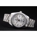 Rolex DayDate Stainless Steel Ribbed Bezel Silver Dial 41995