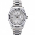 Rolex DayDate Stainless Steel Ribbed Bezel Silver Dial 41995