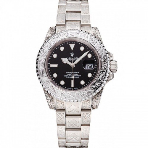 Rolex Submariner Skull Limited Edition Black Dial White Case And Bracelet 1454093