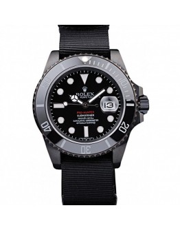 Rolex Submariner Pro-Hunter Black Fabric Strap Black Dial